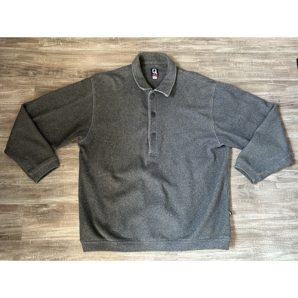 Vintage 90s Quiksilver Heather Grey Long Sleeve Collared Sweater Mens XL USA